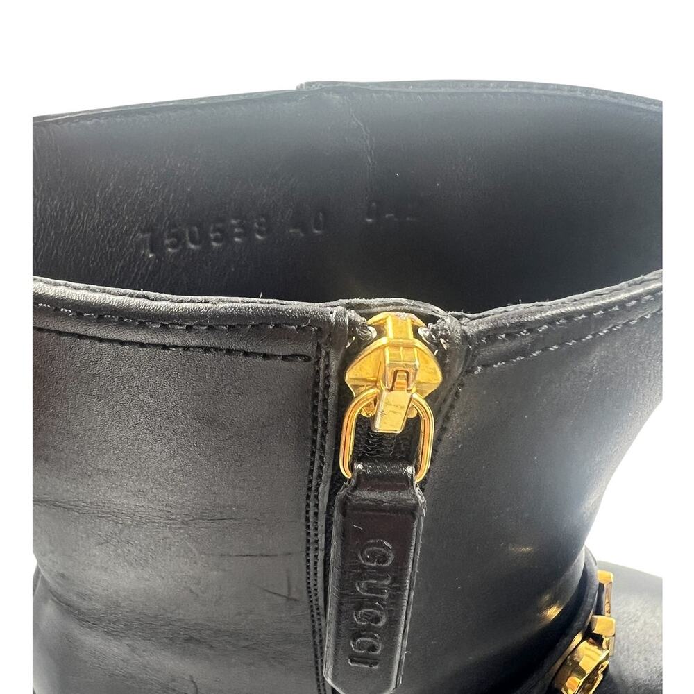 Gucci Logo Leather Platform Ankle Boots Black 40‎ - Picture 15 of 16